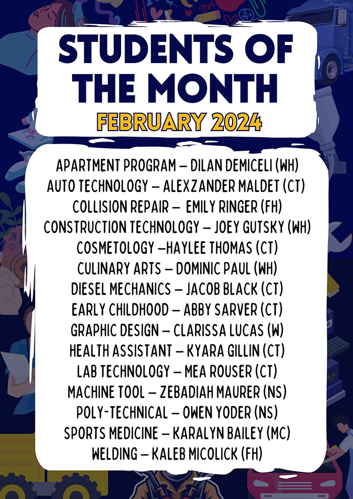 Click to view February 2024 Students of the Month flyer!