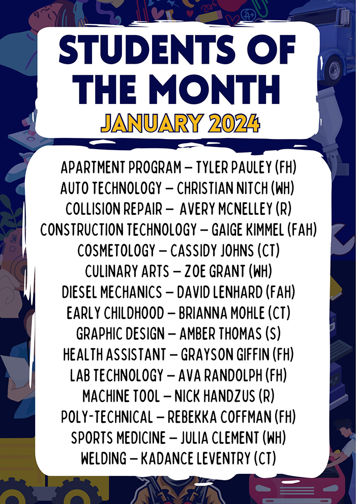 Click to view January  2024 Students of the Month flyer!