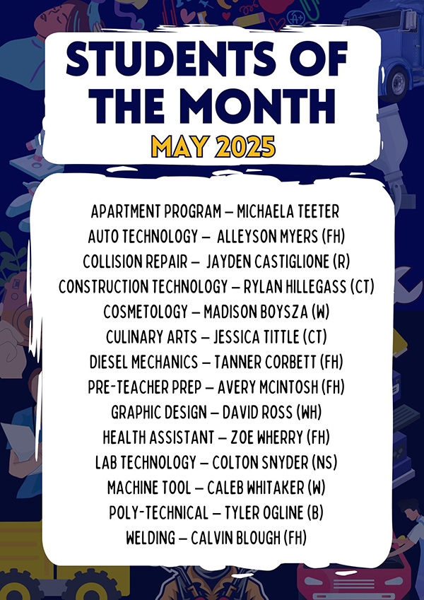 May 2025 Student of the Month list