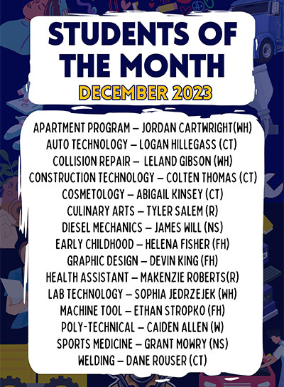 Click to view December 2023 Students of the Month flyer!