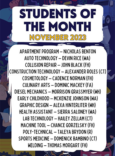 Click to view November 2023 Students of the Month flyer!
