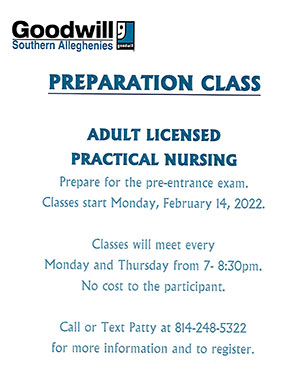 Adult Licensed Practical Nursing Preparation class flyer